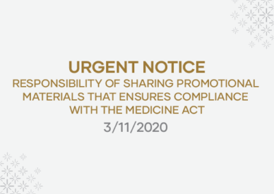 Urgent Notice Responsibility of Sharing Promotional Materials That Ensures Compliance with the Medicine Act