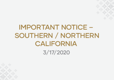 Important Notice – Southern Northern California