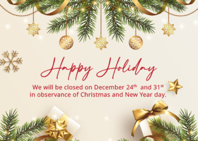 2021 Christmas / New Year Holiday Closure Notice