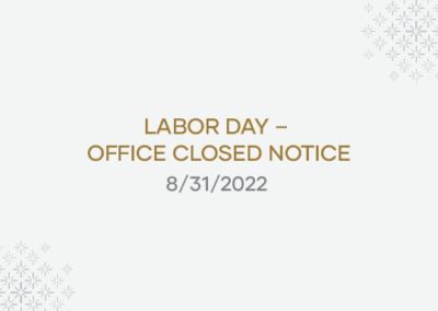 2022 Labor Day Closure Notice