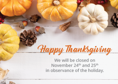 2022 Thanksgiving Holiday Closure Notice