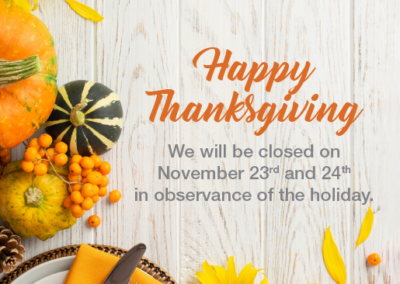 2023 Thanksgiving Holiday Closure Notice